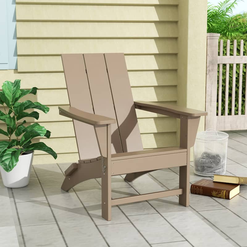 Shoreside Modern Eco-Friendly All Weather Commercial-Residential Folding Adirondack Chair - Weathered Wood
