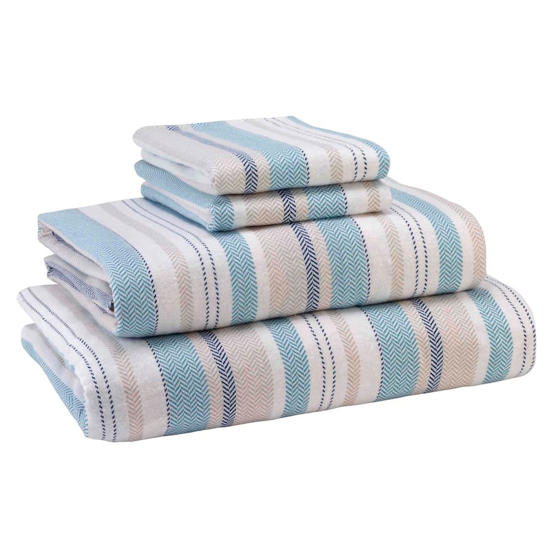 Avanti Linens Pajama Stripe Flannel Twin Sheet Set