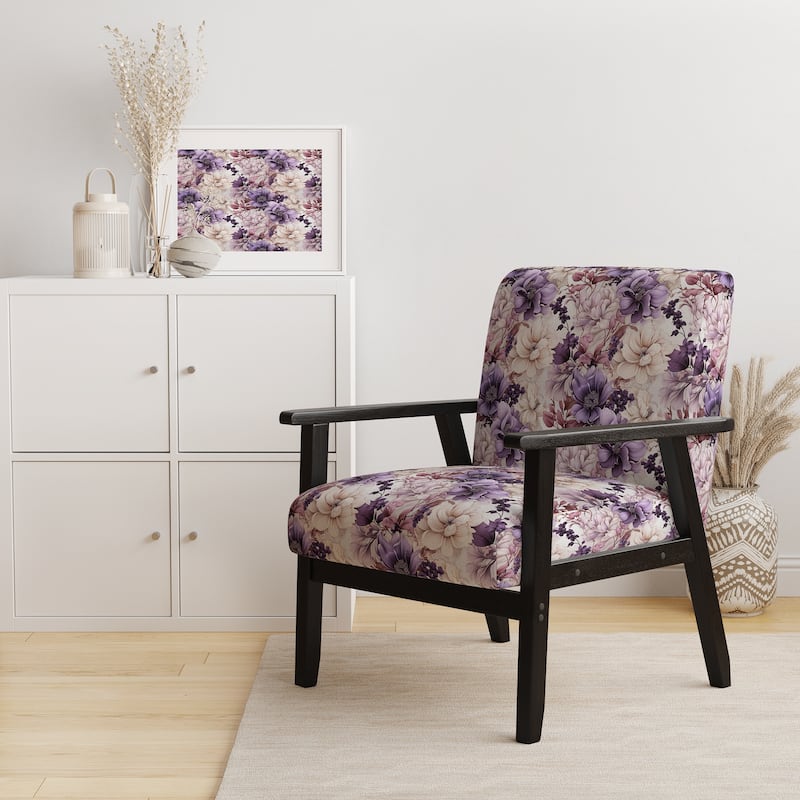 Designart "Ethereal Floral Delight Victorian Pattern III" Upholstered Floral Accent Chair and Cottage Arm Chair - Multiple Color - Arm Chair