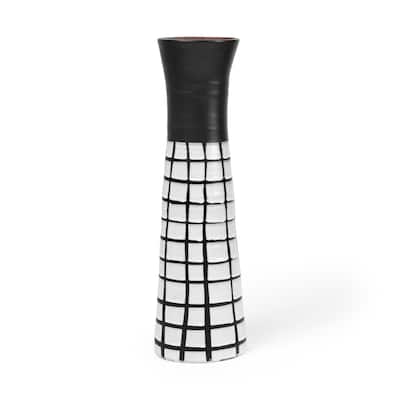Black and White Modern Grid Ceramic Vase
