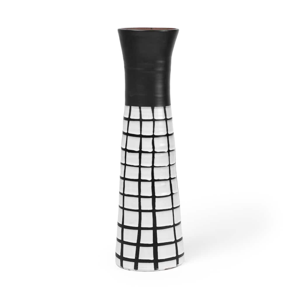 Black and White Modern Grid Ceramic Vase