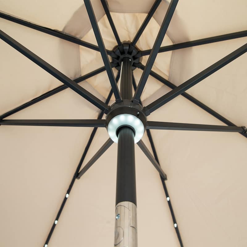 Ainfox 10ft Patio Umbrella with Lights Outdoor Solar Umbrella