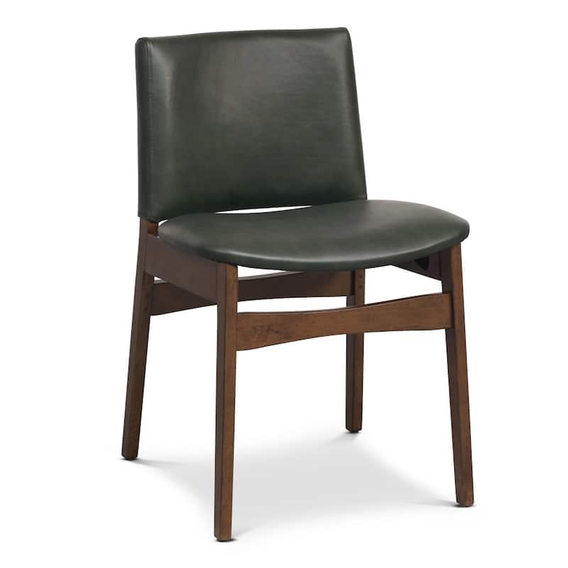 Oliva Full-Grain Italian Leather Dining Chair - Walnut/Green