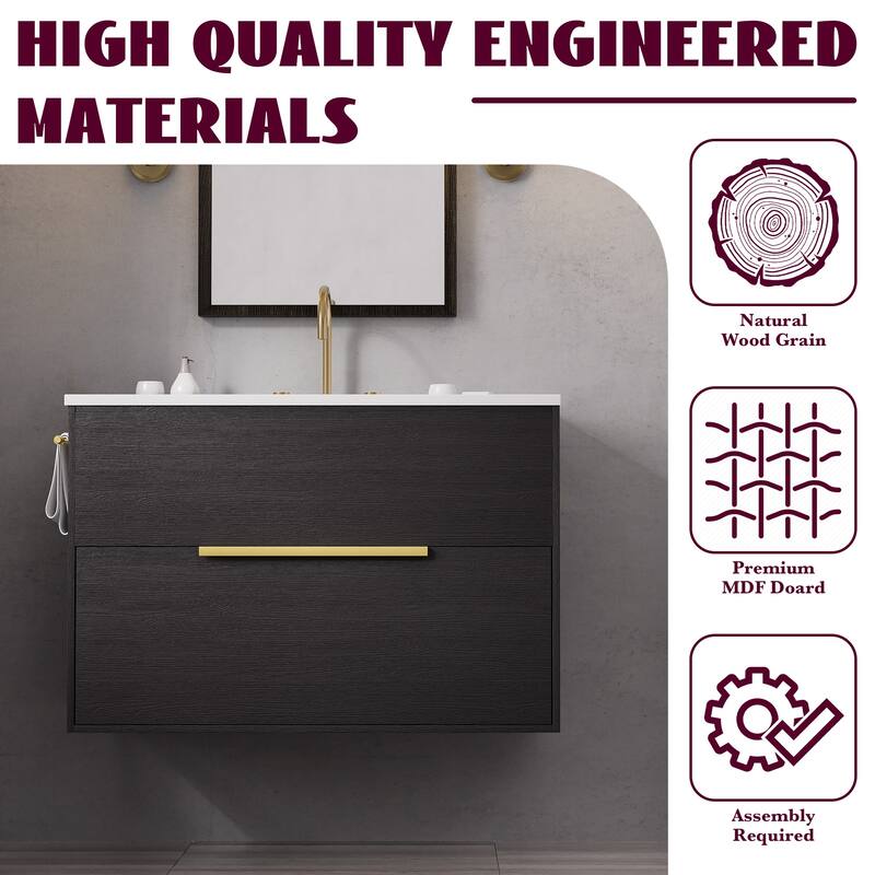 Stylish 36-Inch Bathroom Vanity with Sink and Hidden Side Cabinet for Modern Spaces