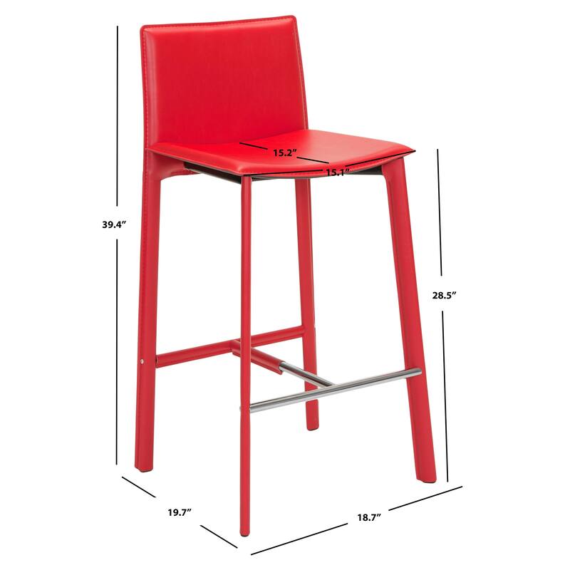 SAFAVIEH Marylou Faux Leather 29-inch Bar Stool (Set of 2) - 18.7" W x 19.7" L x 39.4" H - 19Wx20Dx39H