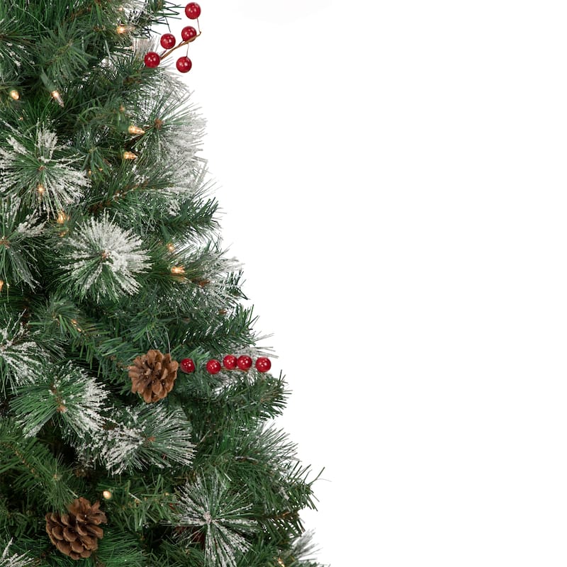 4' Pre-Lit Frosted Carolina Berry Spruce Artificial Christmas Tree Clear Lights