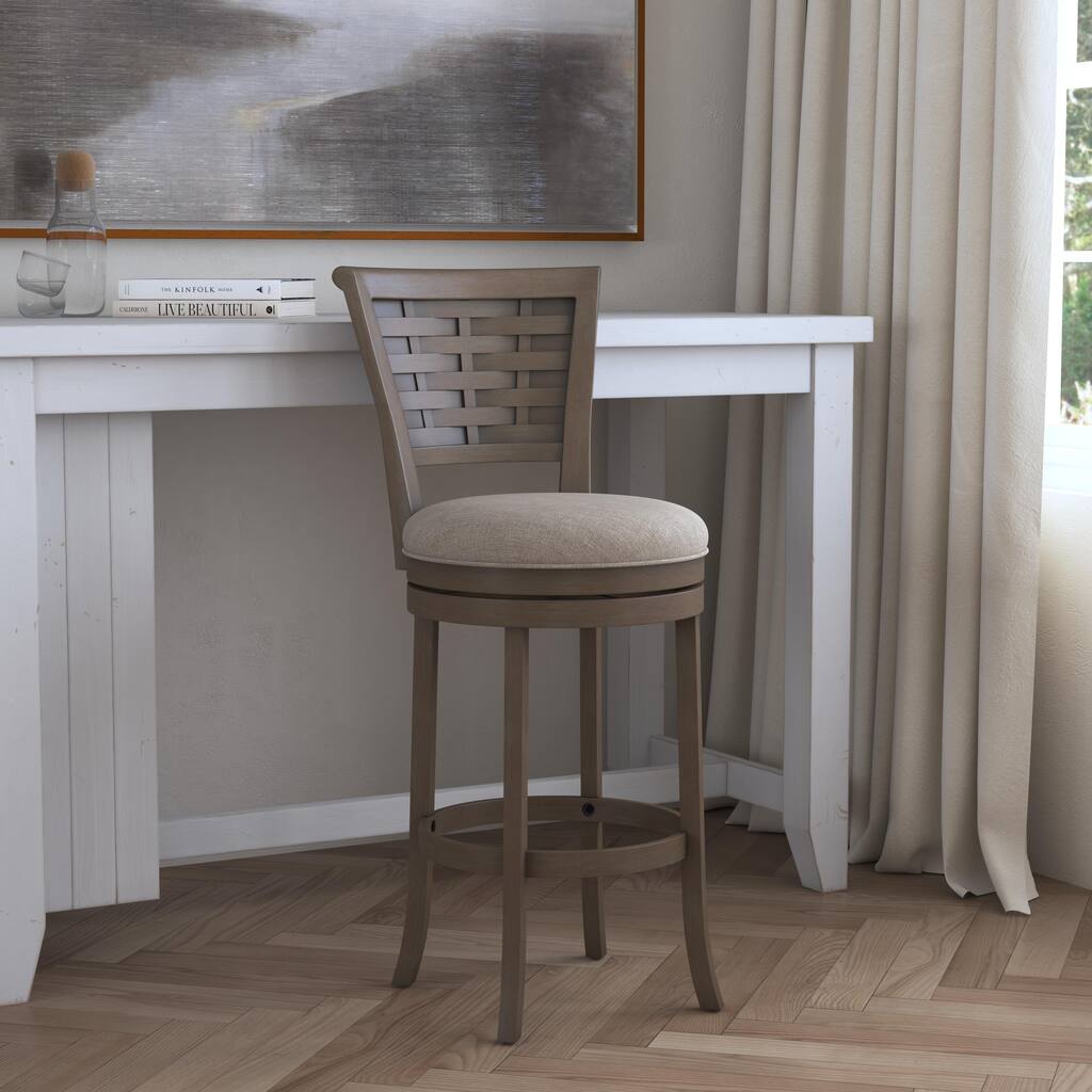 Hillsdale Furniture Thredson Wood Bar Height Swivel Stool, Gray - 43.5H x 21.75W x 23.75D; Seat Height: 30.5