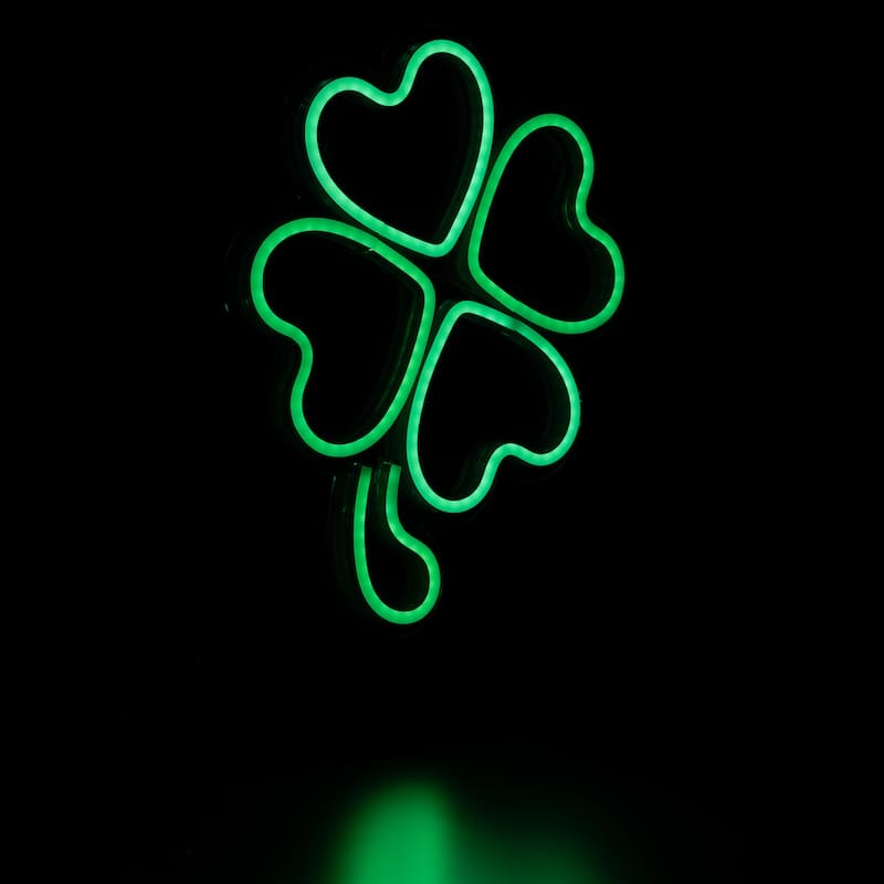 15" LED Neon Style Green Shamrock St. Patrick's Day Window Silhouette