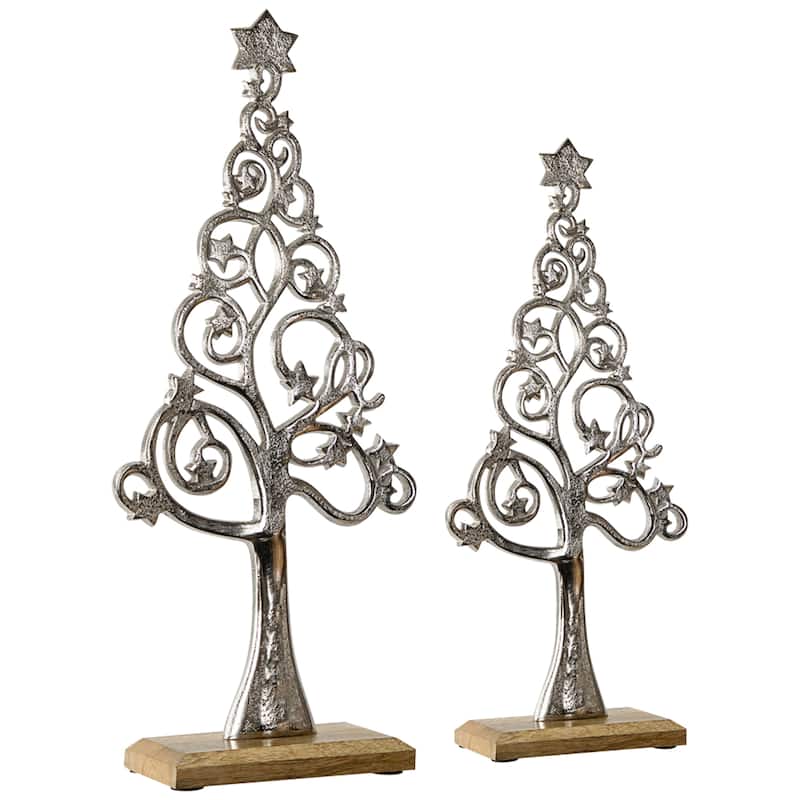Starry Trees Metal Christmas Decorations - 18.5" - Set of 2 - 2'