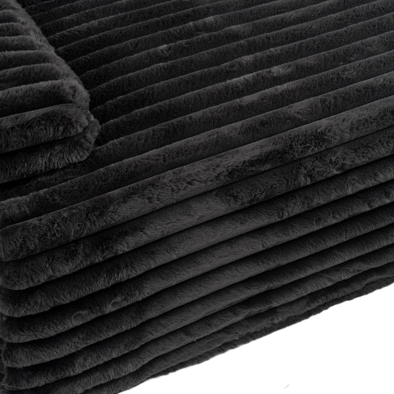 110" Faux Fur Cloud 3-Seater sat L-Shaped Sectional Sofa with Two Included Throw Pillows