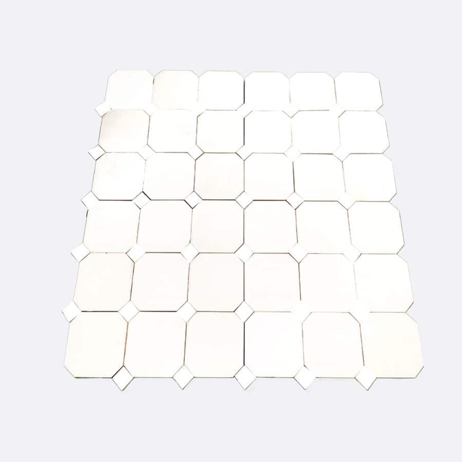 Contemporary Zellige Panels,12''x12''x0.5'', White and White Accents
