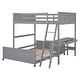 preview thumbnail 17 of 24, Full Over Full Bunk Bed, Platform Bed with Wheels, Loft Bed with Built-in Desk, Drawers, Ladder and Guardrail for Kids, Teen