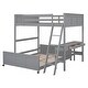 preview thumbnail 30 of 34, Pine Wood Bunk Bed with Desk and Drawers, Movable Lower Bed, Full-Length Guardrail