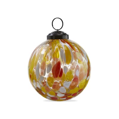 Yellow Multi Confetti Glass Ornament 3 Inch for Tree Decor Everyday Use Dust Clean