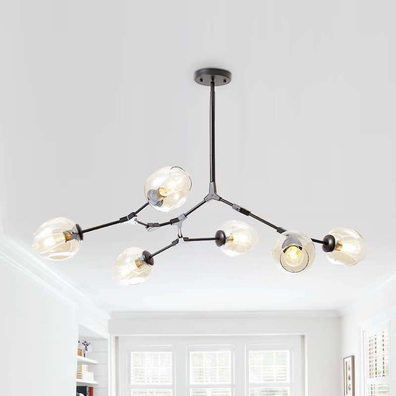 Cusp Barn Modern Sputnik Chandelier 6-Light Ceiling Lights Fixture Black Pendant Light for Foyer Hallway
