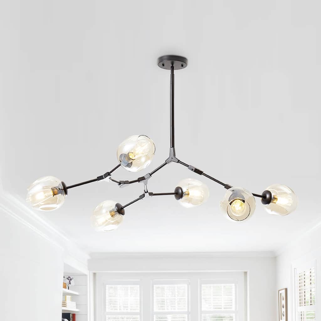 Cusp Barn Modern Sputnik Chandelier 6-Light Ceiling Lights Fixture Black Pendant Light for Foyer Hallway