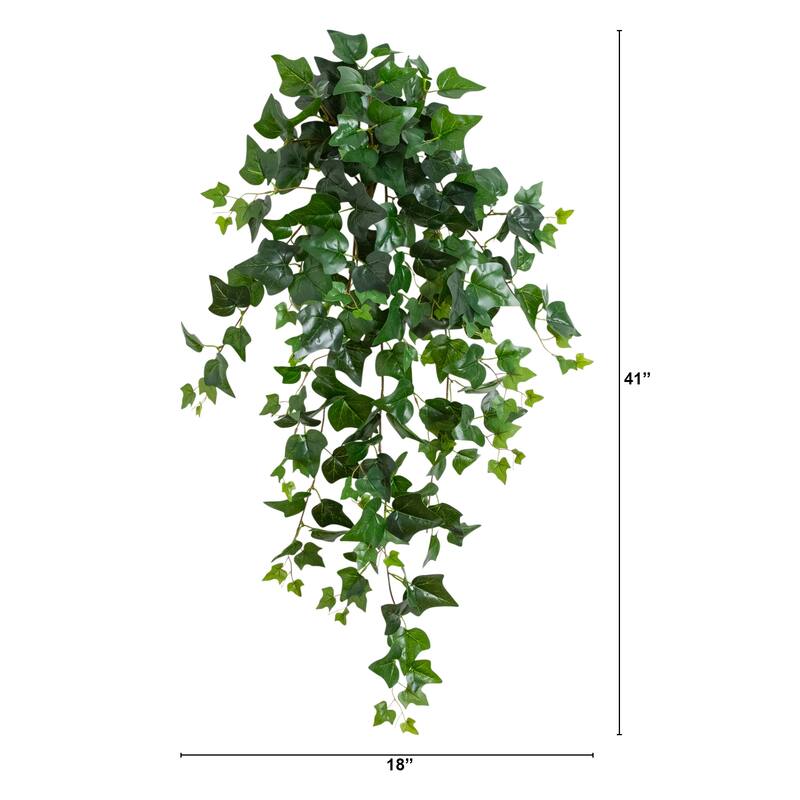 41-in UV Resistant Artificial Puff Ivy Hanging Plant - Set of 3