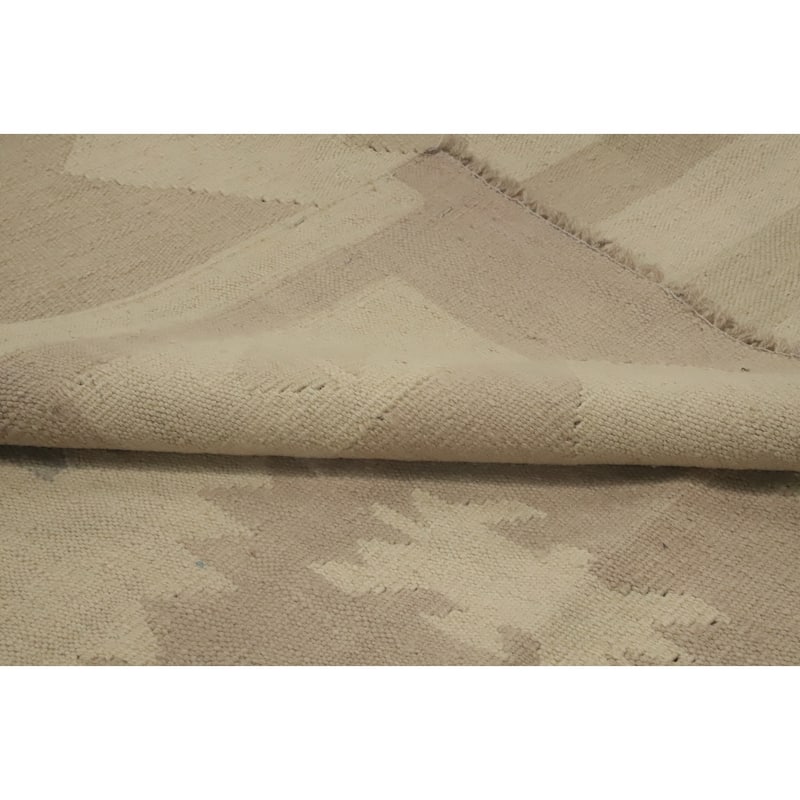 Hand Woven Southwestern Wool Beige Geometric Area Rug - 8' 10'' X 5' 10''