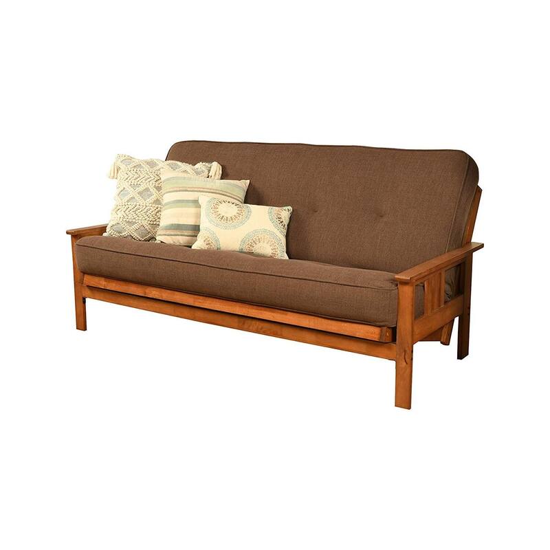 79 in. Barbados/Linen Cocoa Linen Upholstered Full Size Futon Set with Mattress