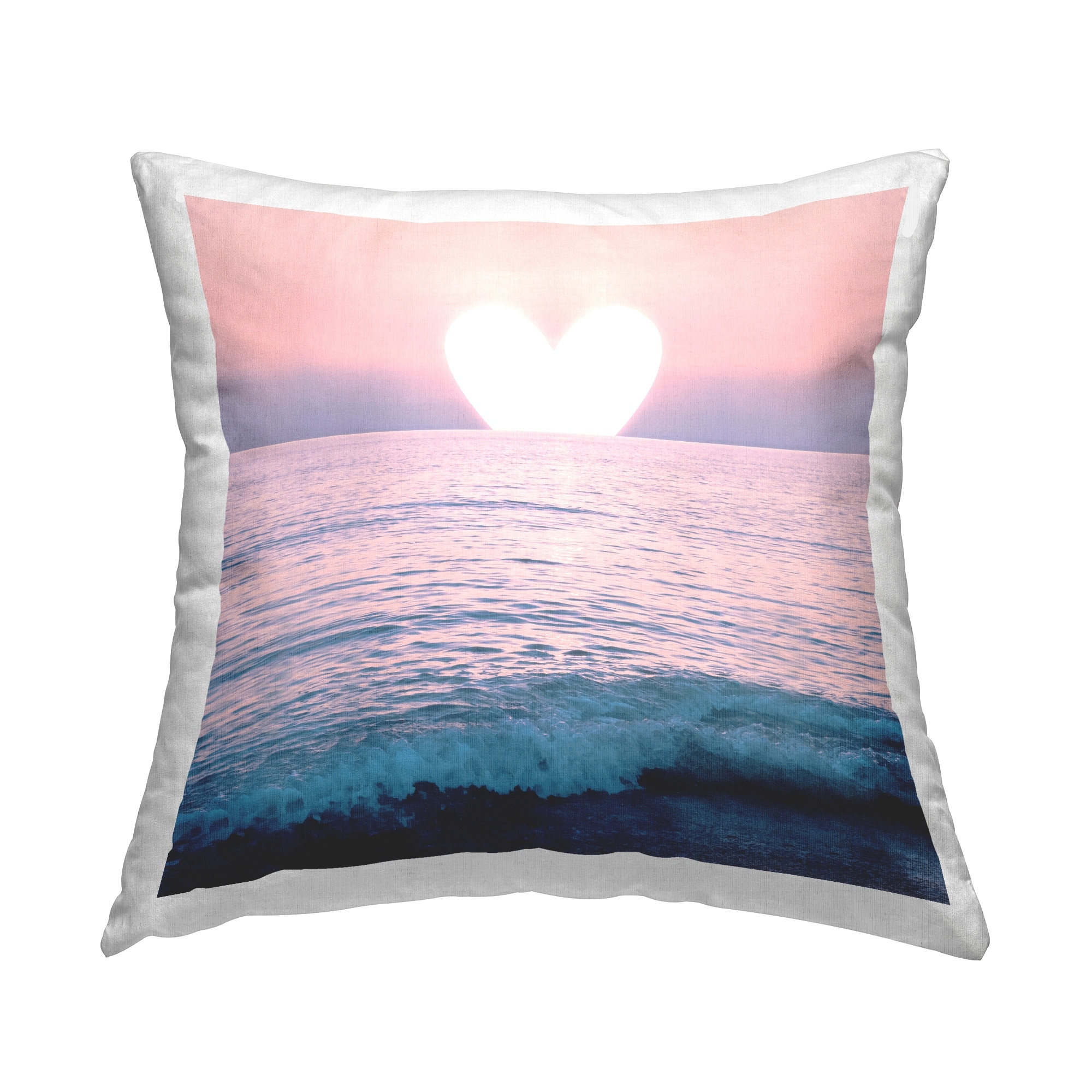 Stupell Pink Heart Sunset Beach Printed Throw Pillow Design by Emanuela Carratoni