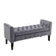 Porthos Home Brett Velvet Storage Bench with Rubberwood Legs - Dark Grey