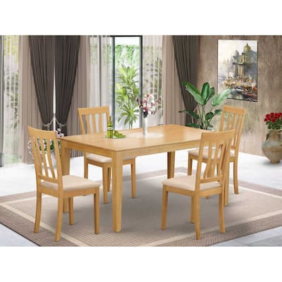 5-Piece Natural Oak Finish Solid Wood Top - Dining Room Set - Seats 4