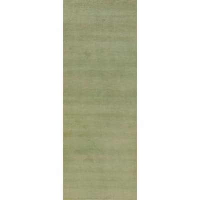 Hand Knotted Oriental 100% Wool Carpet Modern Solid Green Gabbeh Runner Rug - 8' 3'' X 2' 9''