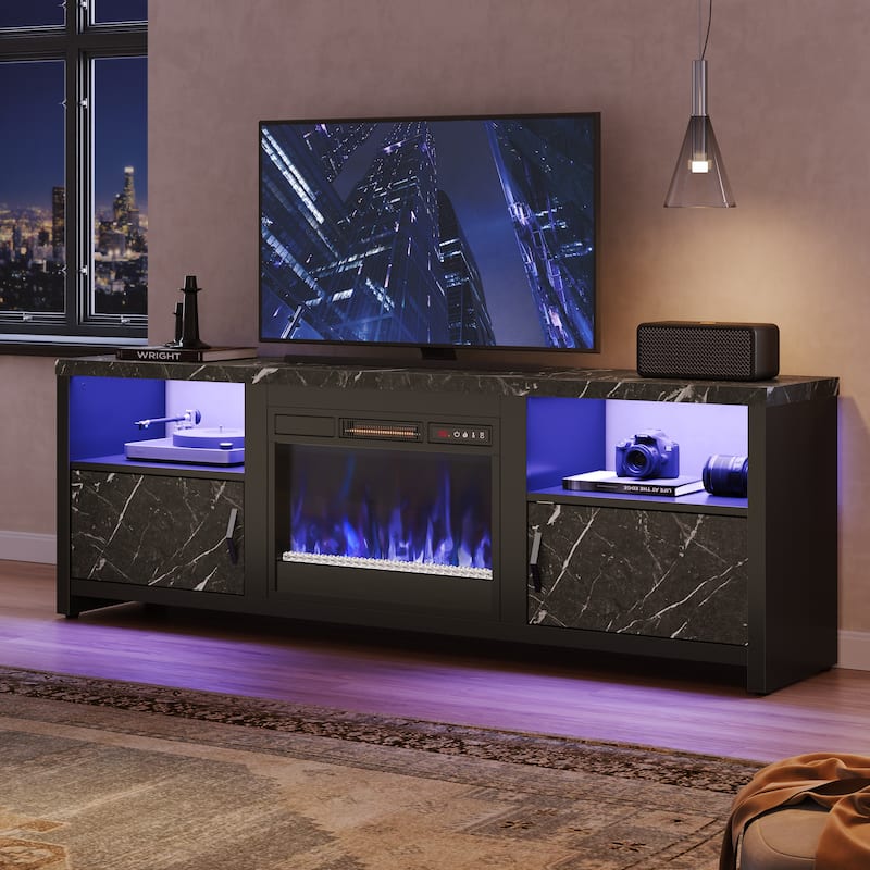 70" Fireplace TV Stand with LED lights Entertainment Center - 71 inch