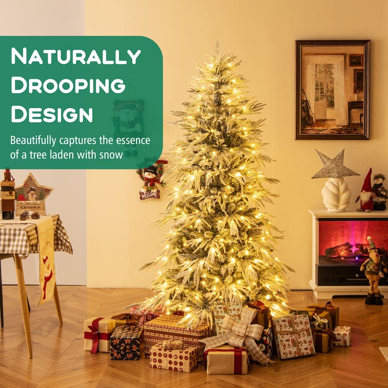 Costway 6/7/8 FT Artificial Christmas Tree with 820 PE PVC Branch Tips - Green & White - See Details