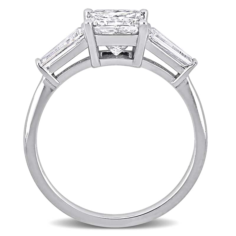 Miadora 2ct TDW Princess and Taper-Cut Diamond Three Stone Engagement Ring in 14k White Gold