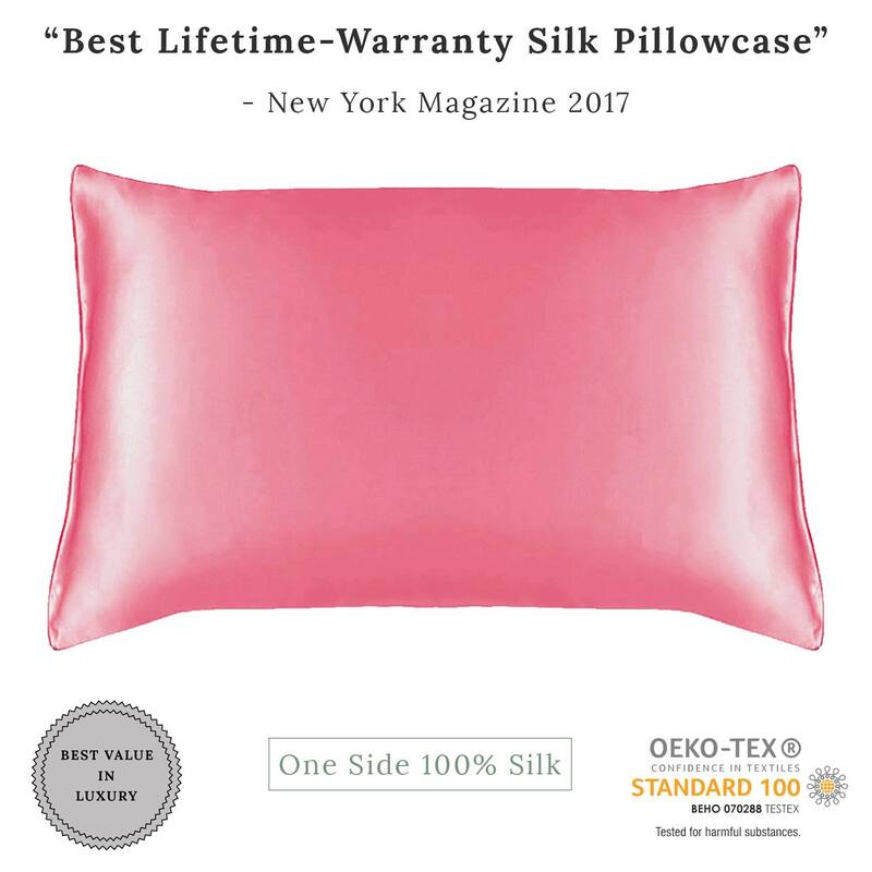 MYK Silk Pillowcase with Cotton Underside - King - Rose Pink