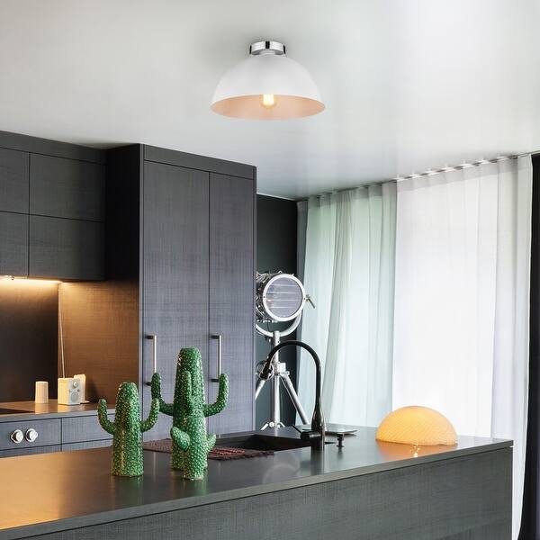 Novogratz X Globe Brady 1 Light Semi Flush Mount Ceiling Light Matte White Chrome Details Overstock 32063726