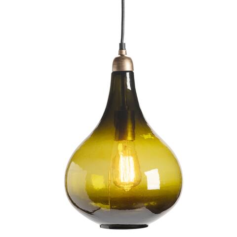 Mallorie Green Glass Pendant Light - 9.5 x 9.5 x 15.25