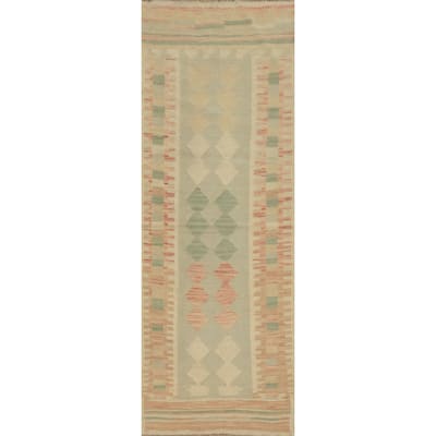 Hand Woven Oriental 100% Wool Carpet Southwestern Tribal Greys & Charcoal Kilim Runner Rug - 6' 2'' X 2' 0''