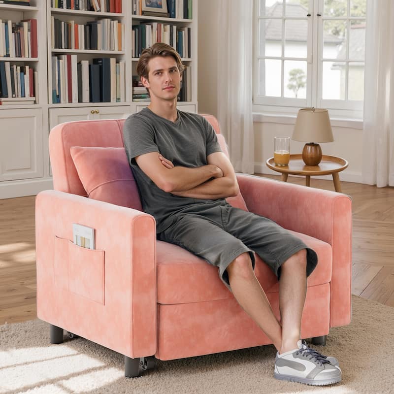 3-in-1 Adjustable Sleeper Sofa Bed, Pull Out Chair Sofa, Convertible Folding Bed for Living Room