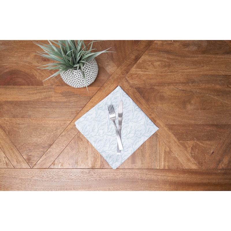 20" Seafoam Reef Cotton Napkins, Set of 6 - Nautical Coral & Seaweed