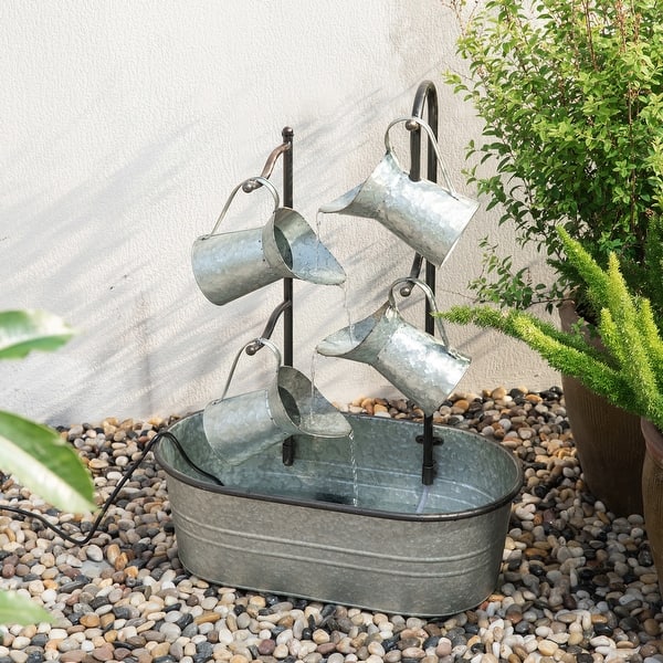 slide 2 of 21, Glitzhome 33"H Farmhouse Metal Four-Pitchers Cascading Fountain
