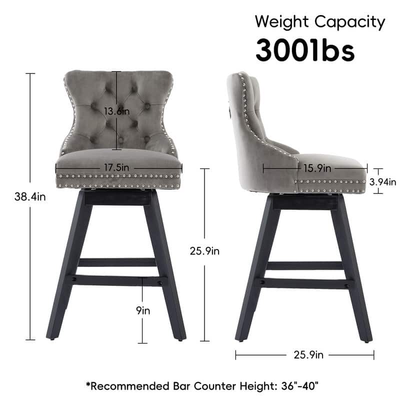 Swivel Velvet Leisure Counter Bar Stools Set of 8