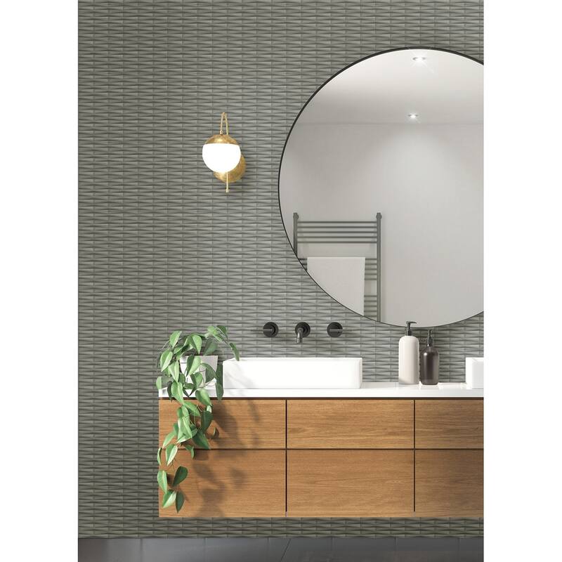A-Street Prints Gator Slate Geometric Stripe Wallpaper