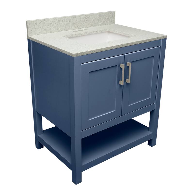 Taos 31" Bathroom Vanity with Cultured Marble Vanity Top Sink in White with White Basin
