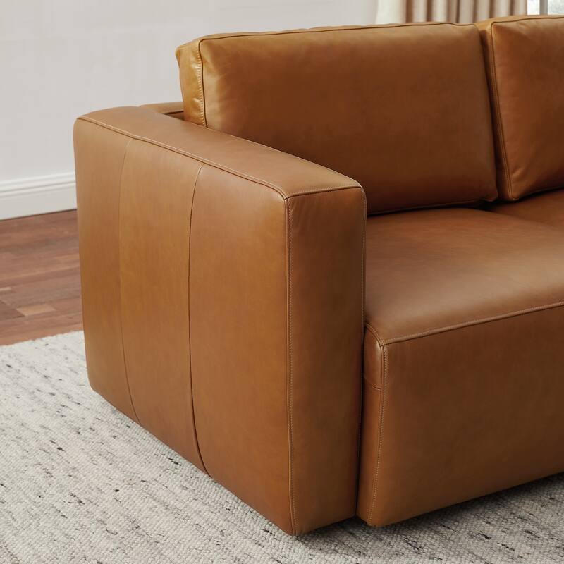 Art Leon Genuine Leather 4-Piece Modular Sectional Sofa