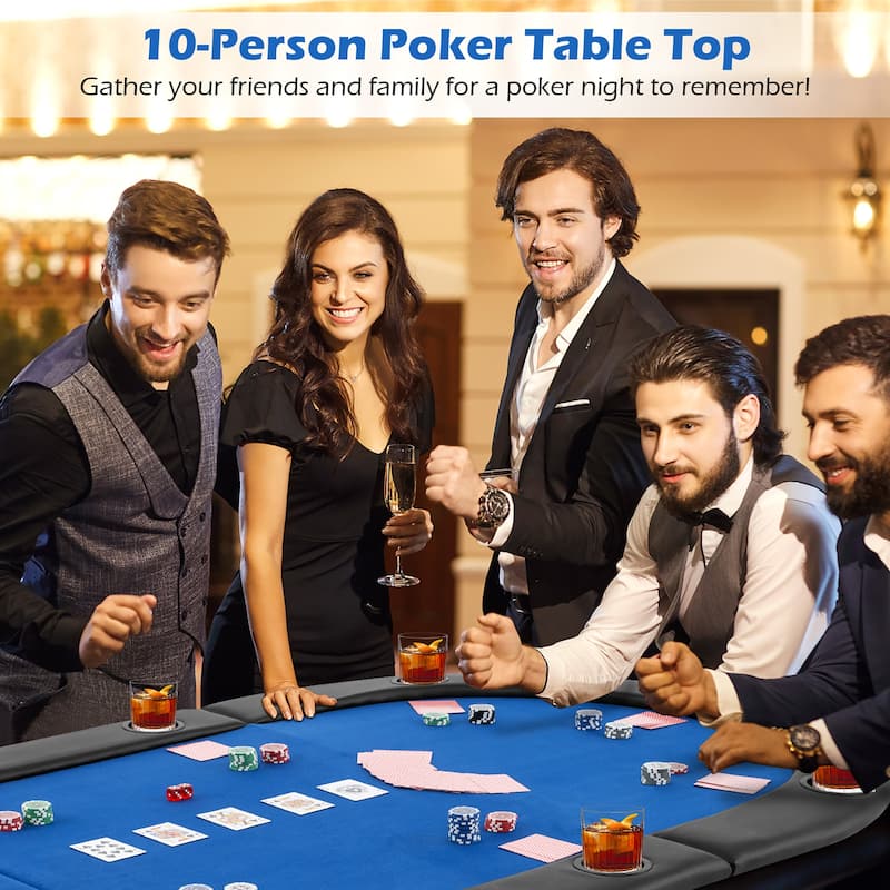 Gymax 84'' x 42'' 10-Player Foldable Padded Poker Table Top w/