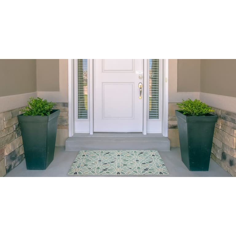 Indoor/Outdoor Water Resistant Weston Tan & Ivory Washable Area Rug Washable Area Rug - 2' x 3'