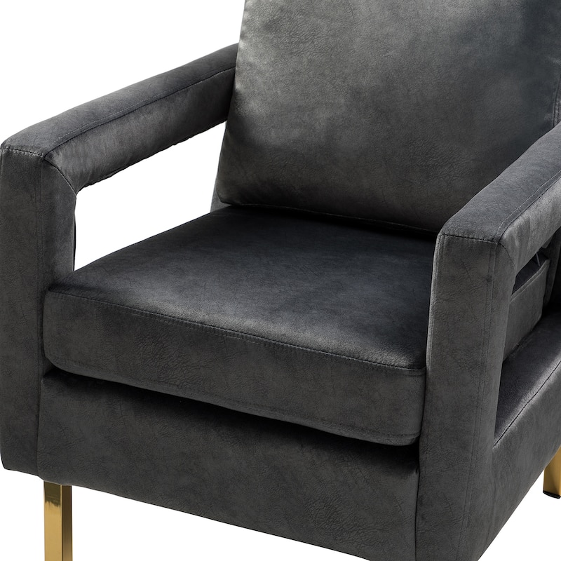 Valentina Comfy Accent Armchair with Golden Metal Legs and Removable Cushions by HULALA HOME