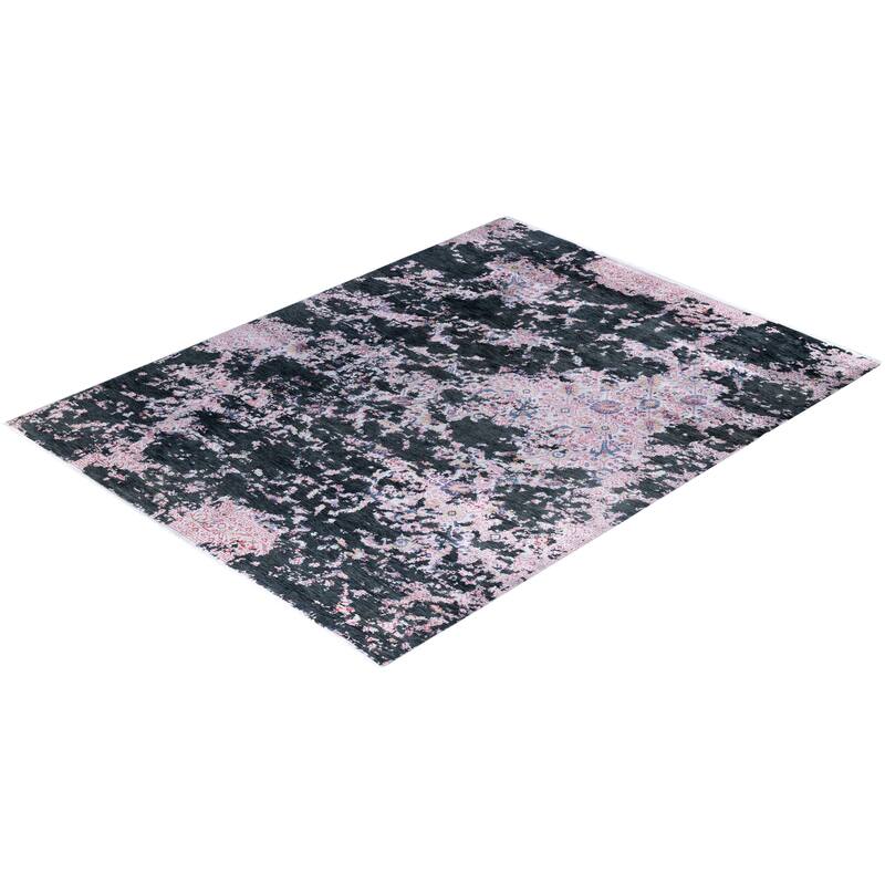 Ikat One-of-a-Kind Handmade Area Rug, Black - 9' 1" x 12' 1"