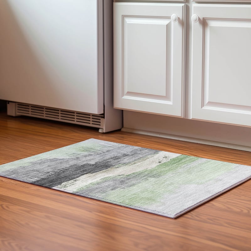 Premium Washable Super Soft Modern Glam Mayfield Rug - Mint - 1'8" x 2'6"