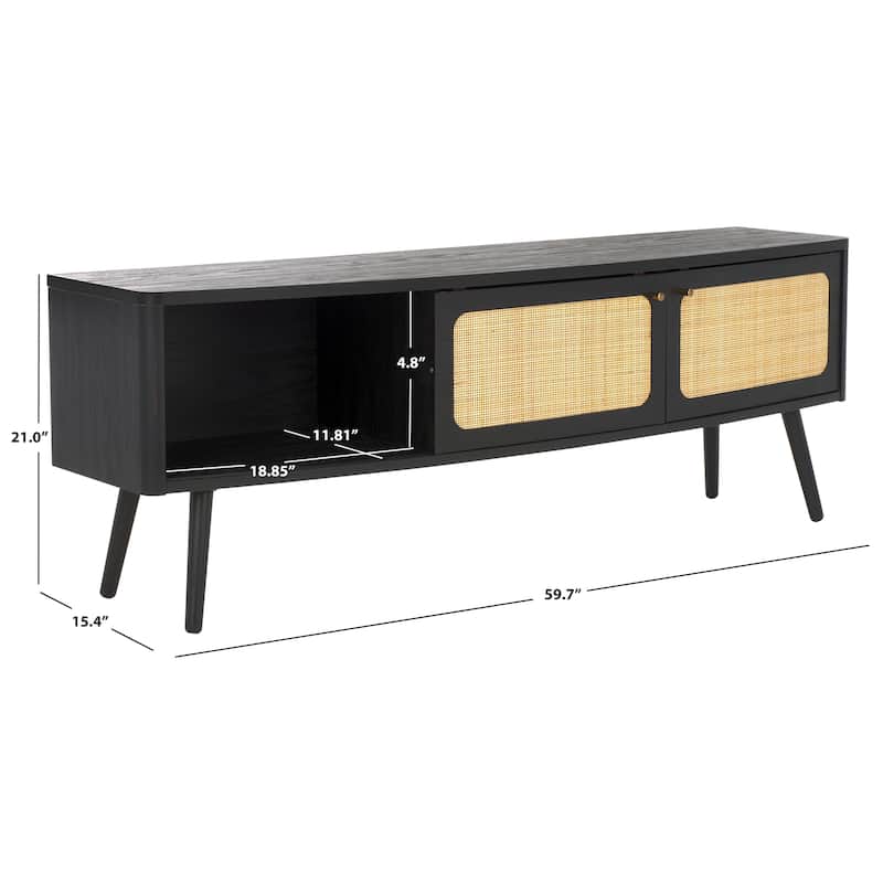 SAFAVIEH Home Cielle 2 Door Media Stand. - 60"Wx15"Dx21"H - Black/Natural