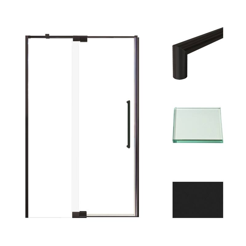 Transolid IPD487610C-T 76" High x 48" Wide Pivot Semi Frameless Shower - Matte Black