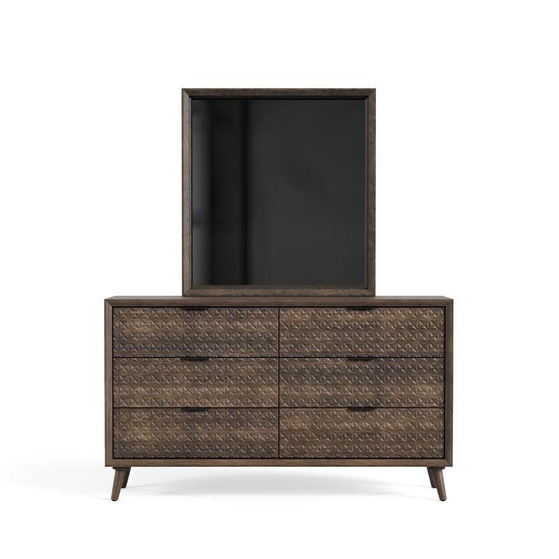 Furniture of America Orelo Modern 2-Piece Dark Brown Wood 6-Drawer Dresser and Mirror Set