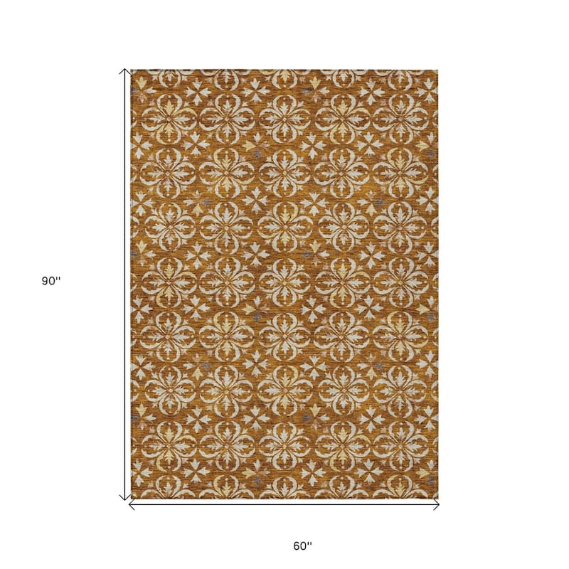 HomeRoots Floral Transitional Rectangle Outdoor Rug